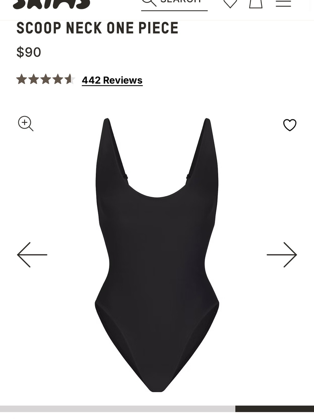Skims scoop Neck One-Piece Swimsuit - Black as